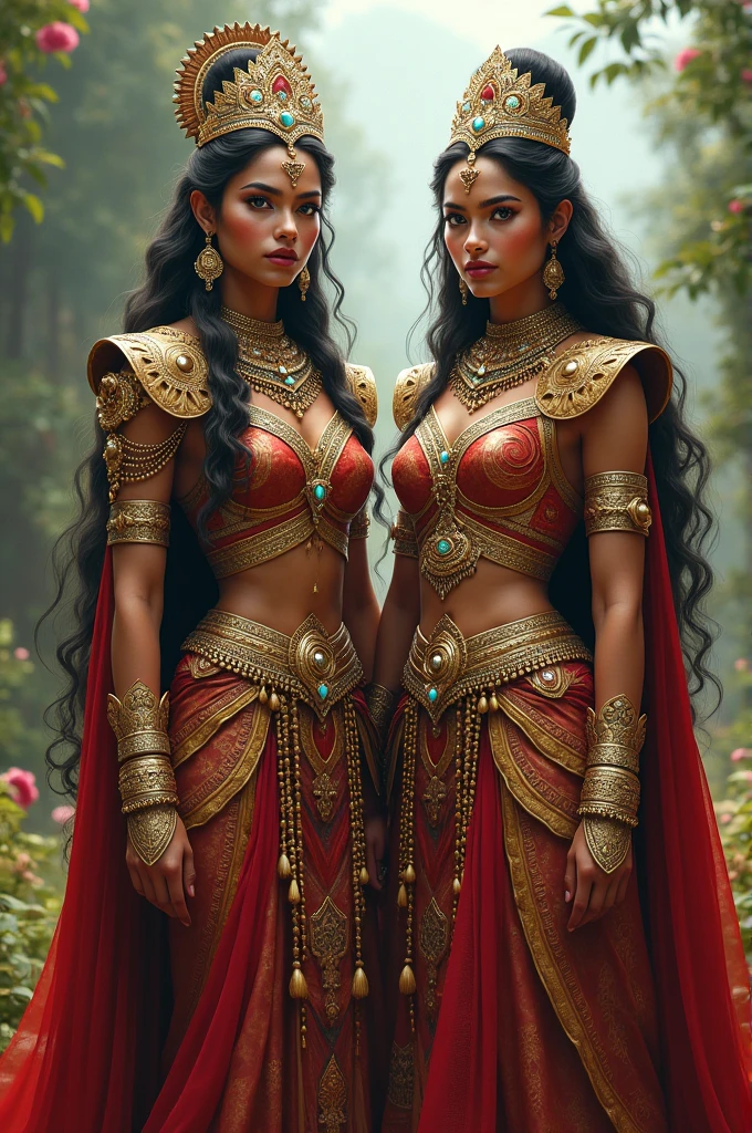 Two indian queens stepping on eachothers foot