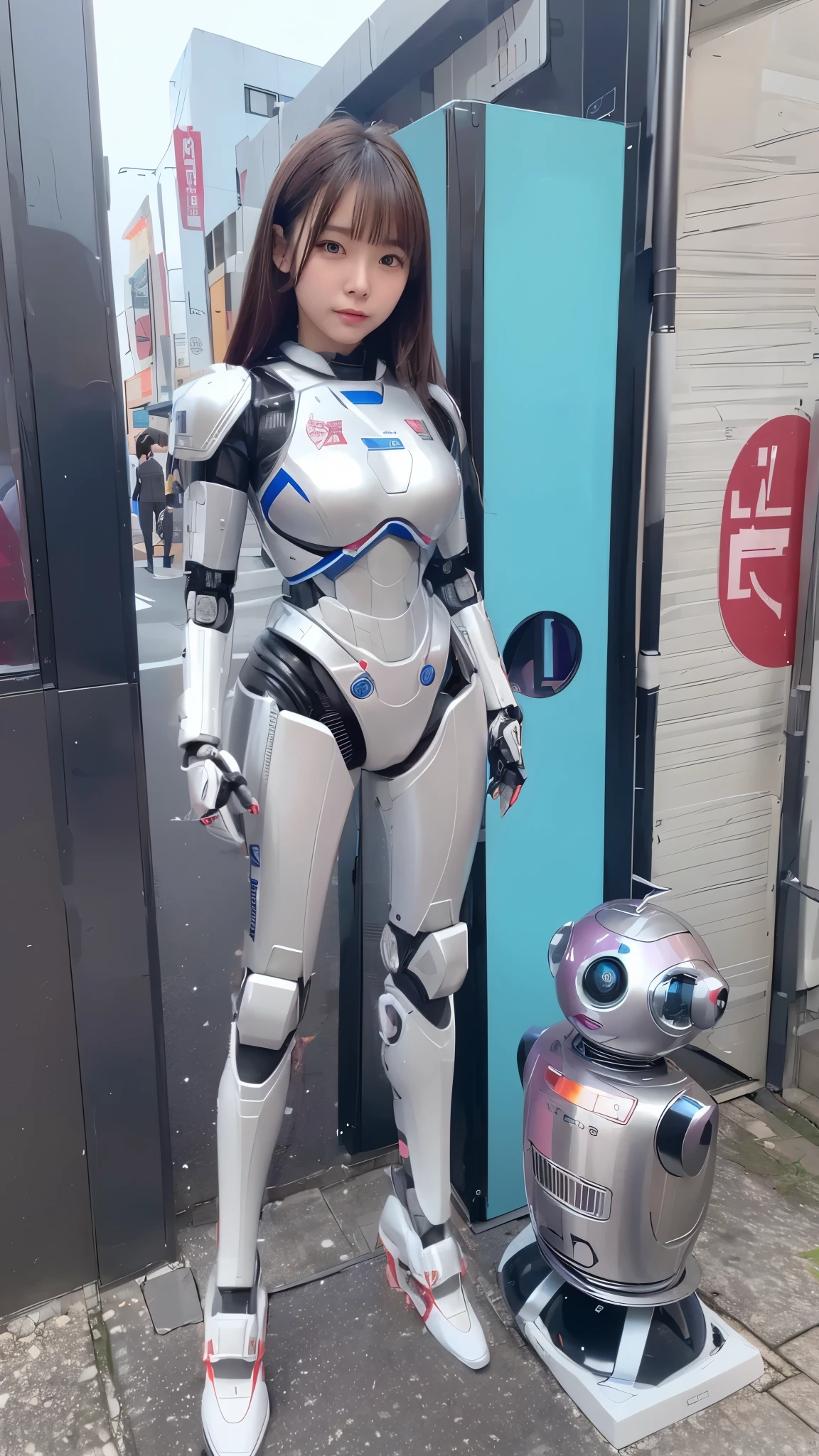 one robot woman, hyperdetailed face, Super well-formed face, armored robot, Police, robot, perfect-female-robot, perfect-mechanical-body