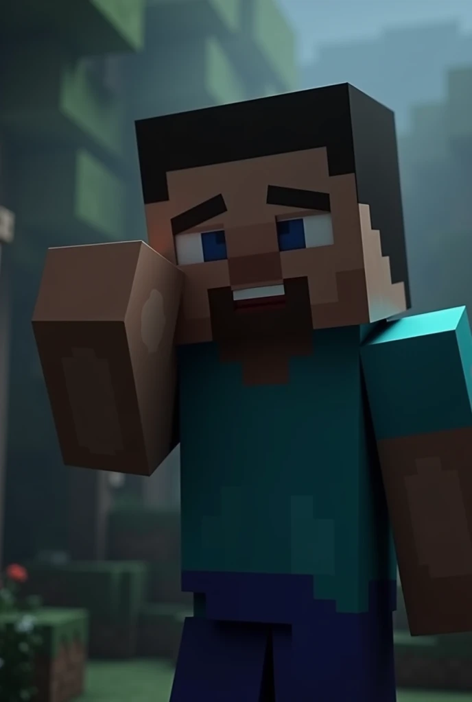 Minecraft stive emotion sad left hand up eyes to Ashu