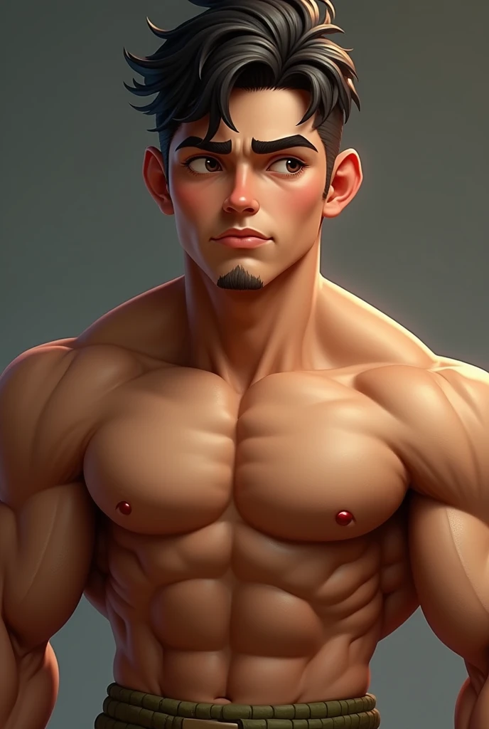 Make A boys with big muscle 53 pounds and 5 feet 63 inchi and face oval eyes deep-set eyelashes thick eyebrows long,rouded nose wide straight snub mouth small mouth full dry teeth short teeth skin tone tanned facial hair beardless hair short straight dark