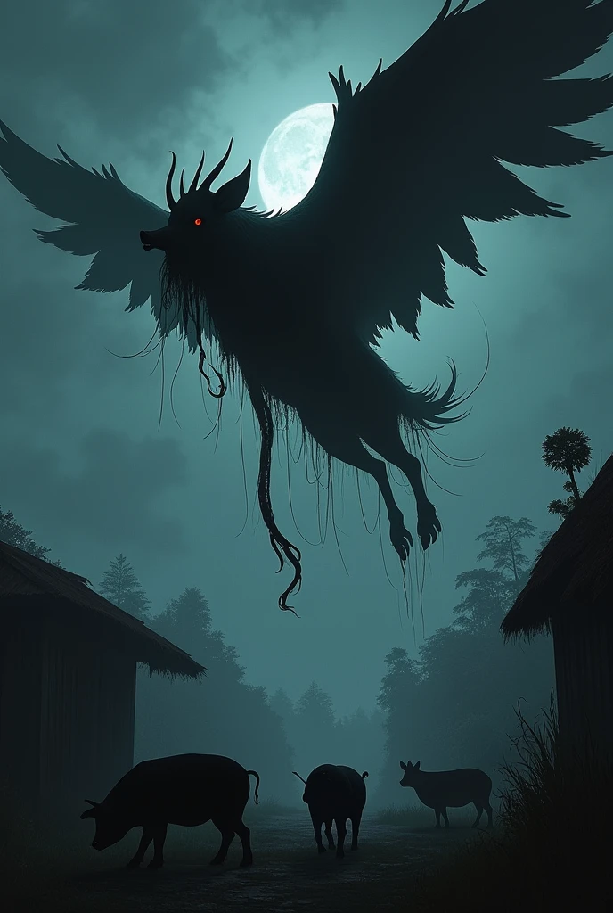 𝑲𝑼𝑴𝑶𝑲𝑶𝑫𝑶𝑵𝑮 (𝑷𝑬𝑵𝑨𝑵𝑮𝑮𝑨𝑳) has a head and intestines, and it flies at night to eat pigs, chickens, and other livestock