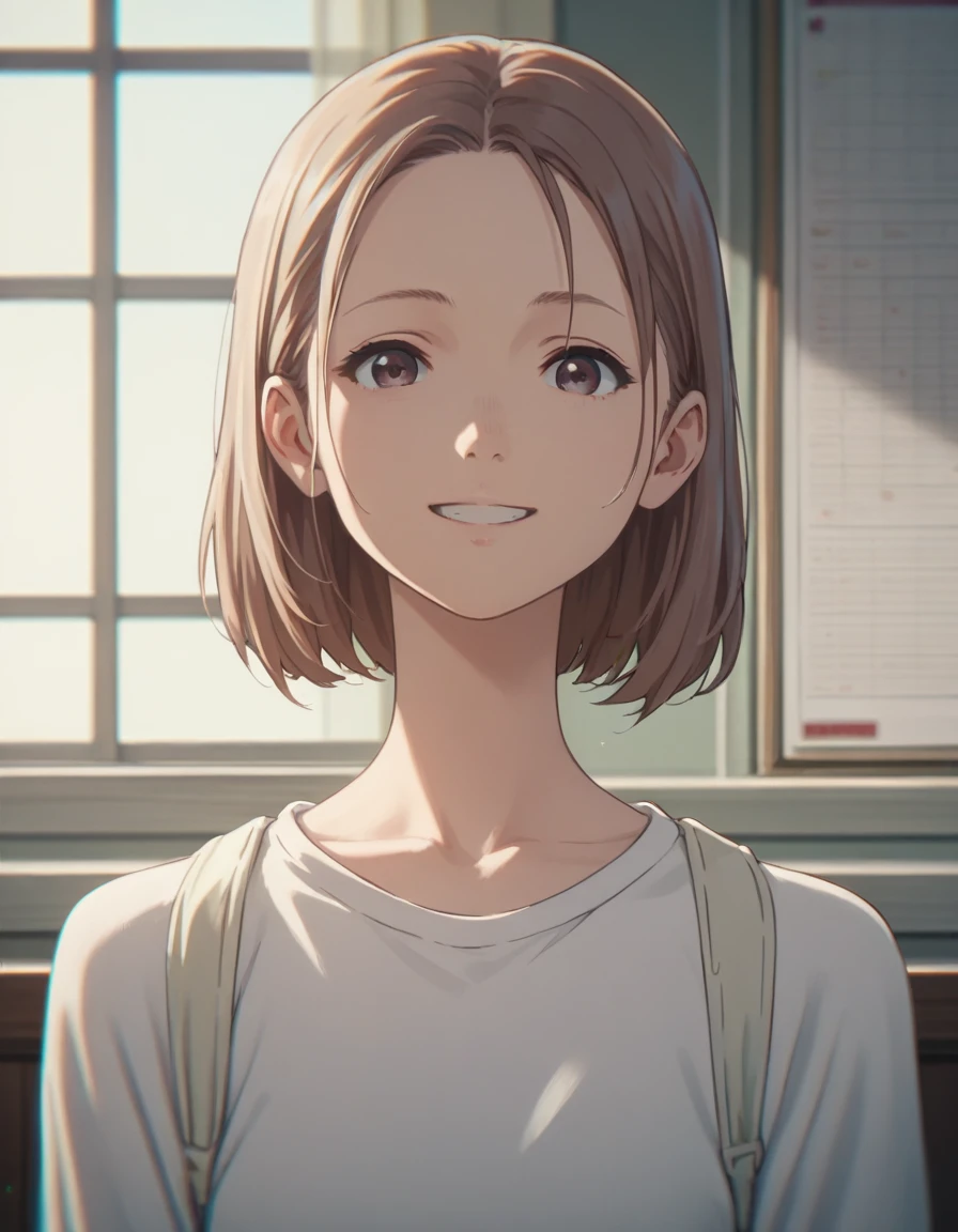 

(masterpiece, best quality:1.2),highres,1girl,solo,smile,
shirt,long sleeves,collarbone,
indoor,upper body,straight-on,looking at viewer,,Stasis