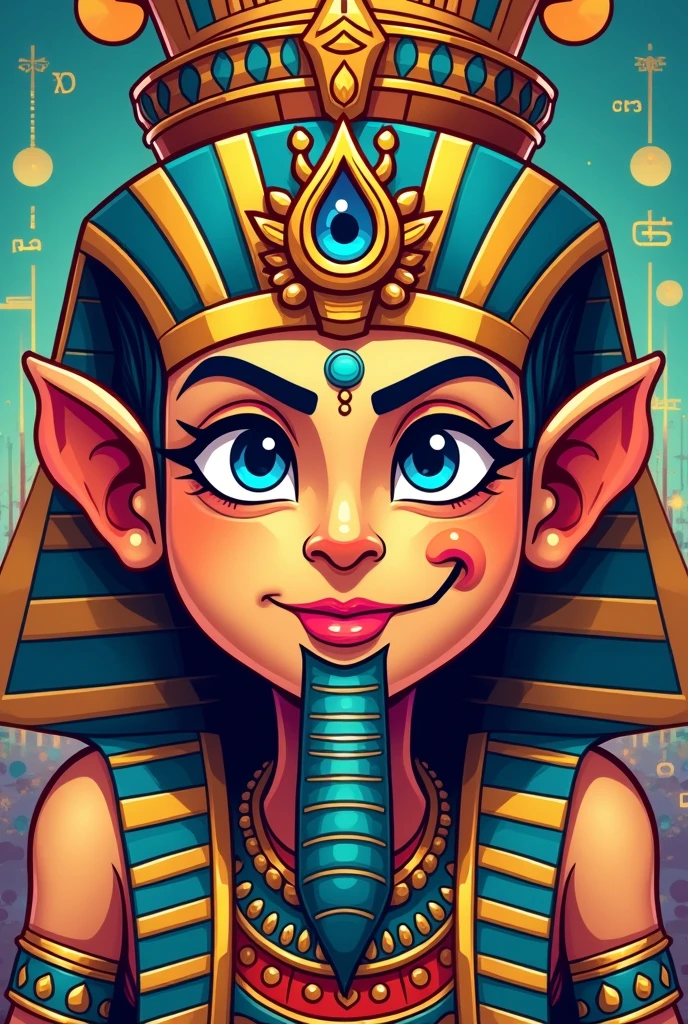 Hindu and Egyptian gods in one cartoon face