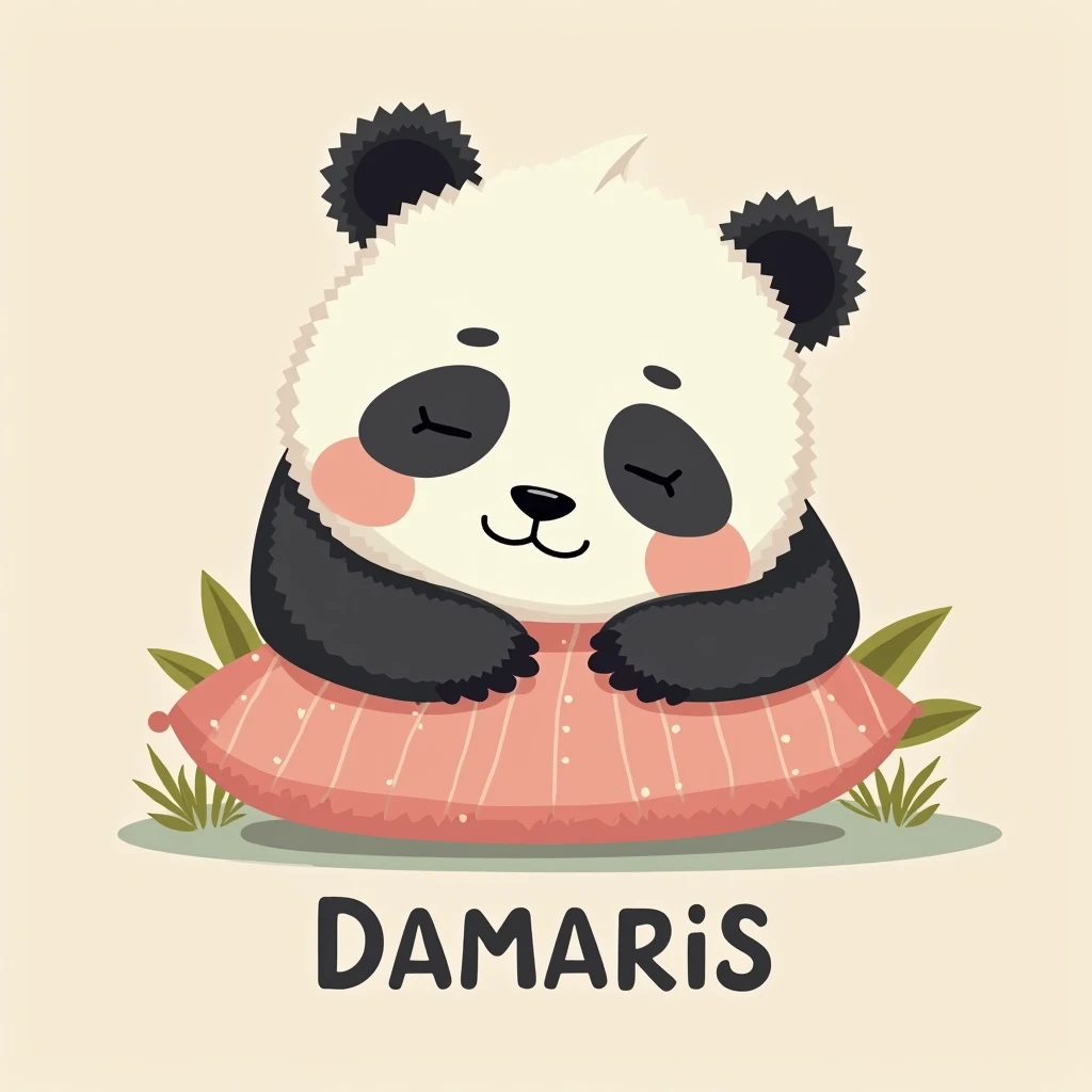 Cute sleeping panda bear with the name DAMARIS at the bottom
