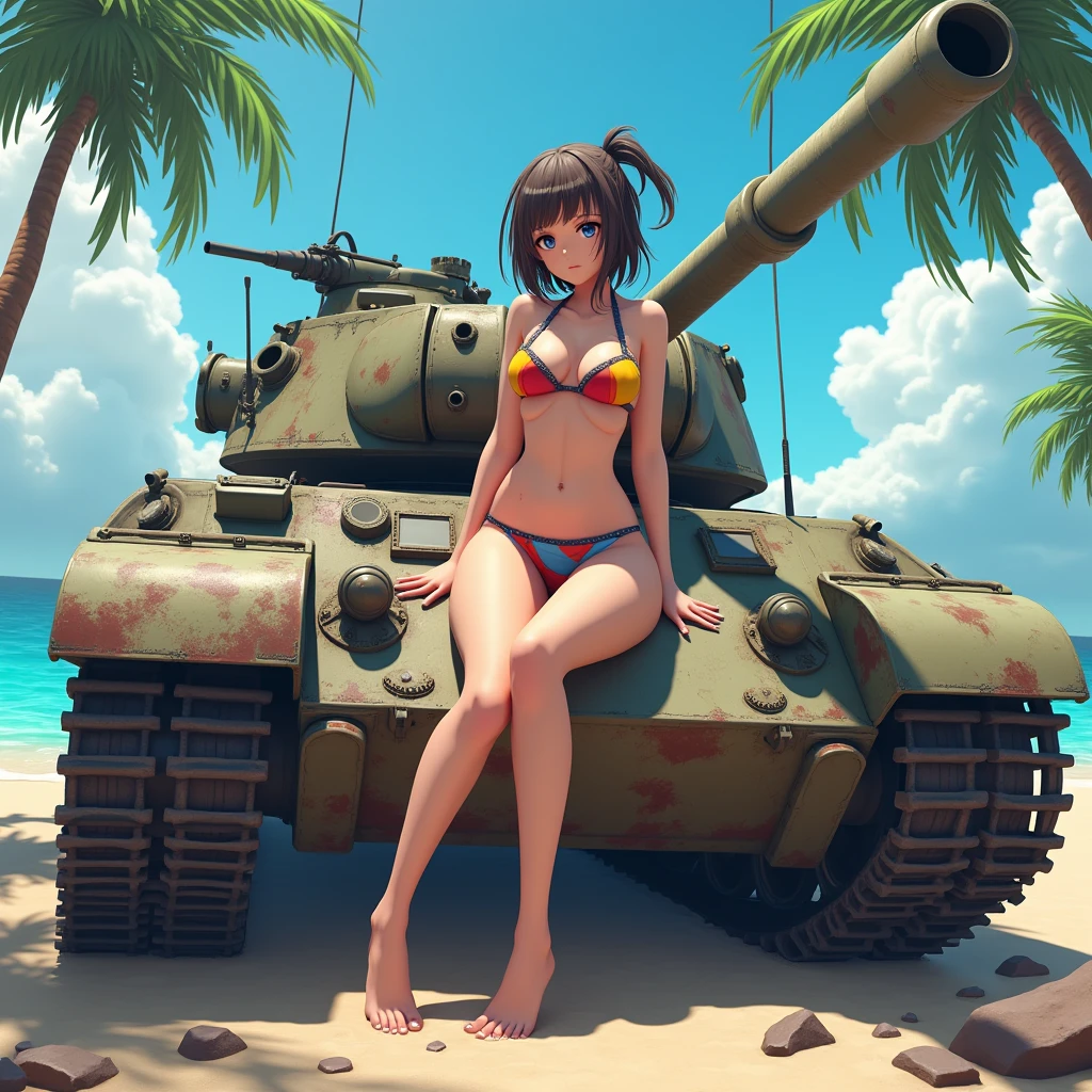 younger female,Quite upturned,boobgasm,glute,Random exposure of genitals,big breasts exposed cleavage,Ultimate waist-hip ratio,sandbeach