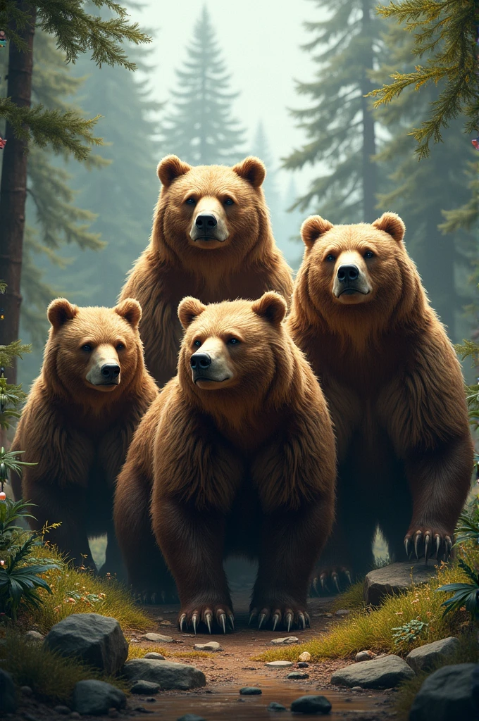 4 adult bears