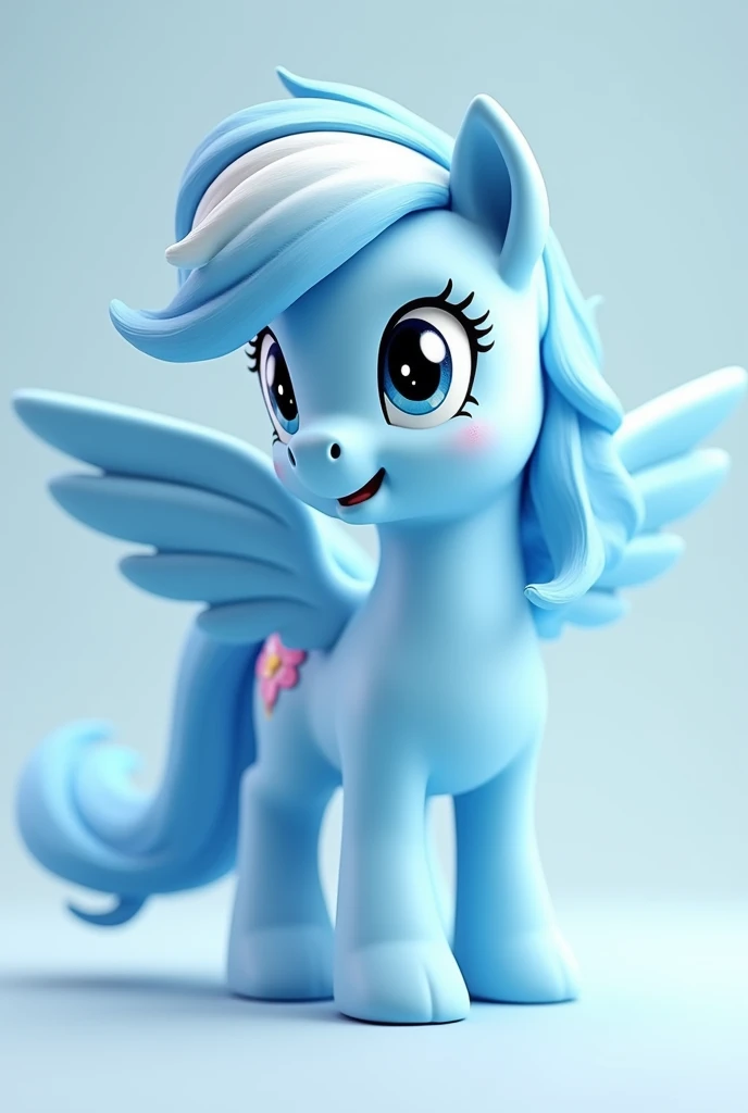 Generates a light blue pony with light blue and white mane, looks like toothpaste. The pony is a male pegasus from my little pony