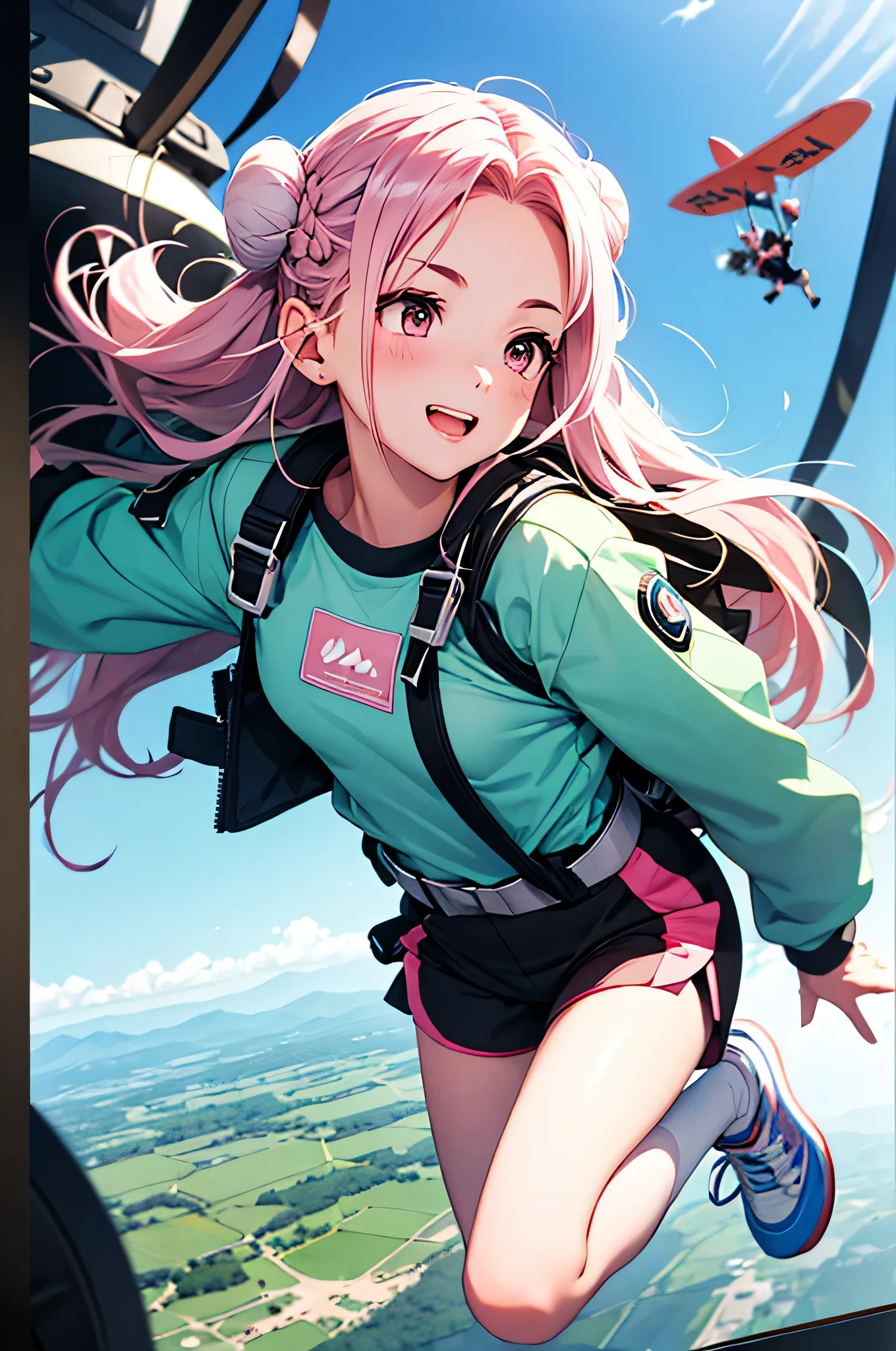 Highest quality、High resolution、Detailed Background、Beautiful face in every detail、Anatomically correct、(Draw the usual number of fingers:1.2)、(Detailed facial expressions:1.2)、 Beauty、(Small breasts)、 (Hair Ribbon:0.4), Pink Eyes,(((White bun hair))),(((Pink long hair))),well-groomed eyebrows、A beautiful girl is enjoying the thrilling activity of skydiving at an extremely high altitude and is excited. The freestyle jumpsuit is the perfect item for skydiving. Remember to choose appropriate equipment to ensure ease of movement and safety. Choose designs with colorful patterns and embroidery to enhance cuteness. Groups who skydive with friends and companions combine cuteness and fun. It's also nice to choose cute characters or colorful patterns for the parachute design. Jumping with a small dog or cat with appropriate equipment provides fun reactions and expressions from the pet. Freefalling from the plane until the parachute opens is thrilling and exciting. The sight of large, cute characters and patterns spread across the sky gives a sense of love and excitement simultaneously. Make memories in the air by jumping together with a partner, such as a couple or parents and children, on a tandem jump.
This moment mixes excitement and relief. The speed drops all at once and the atmosphere changes to a quiet one. Choose tops in bright colors or patterns. The moment the airplane door opens and you are thrown into the air. It's also cute to have a pet skydive with you. Choose comfortable and sporty sneakers. Don't forget to incorporate smiles and cuteness. You can enjoy the excitement by timing your landing. The feeling of taking a walk in the air while enjoying the beautiful scenery also increases the excitement. The moment you completely change direction from freefall and the parachute opens. The final stage of skydiving is the moment you safely land on the ground. Combine sporty tops with colorful shorts. Skydiving is a thrilling and adventurous activity, but. Combine an oversized T-shirt with colorful leggings. The sight of everyone jumping into the air together is very colorful and cute. The strength of the wind and the feeling of altitude The feeling of freefall experienced for the first time increases excitement. Choose T-shirts with cute characters or logos printed on them. Incorporating accessories such as caps and sunglasses makes it stylish and cute. After the parachute opens, you can enjoy the feeling of slowly flying through the air. The experience of skydiving will give you excitement and emotion that you will never forget.、Cowboy Shot、(A beautiful girl is enjoying the thrilling activity of skydiving at an extremely high altitude and is excited. The freestyle jumpsuit is the perfect item for skydiving. Remember to choose appropriate equipment to ensure ease of movement and safety. Choose designs with colorful patterns and embroidery to enhance cuteness. Groups who skydive with friends and companions combine cuteness and fun. It's also nice to choose cute characters or colorful patterns for the parachute design. Jumping with a small dog or cat with appropriate equipment provides fun reactions and expressions from the pet. Freefalling from the plane until the parachute opens is thrilling and exciting. The sight of large, cute characters and patterns spread across the sky gives a sense of love and excitement simultaneously. Make memories in the air by jumping together with a partner, such as a couple or parents and children, on a tandem jump.
This moment mixes excitement and relief. The speed drops all at once and the atmosphere changes to a quiet one. Choose tops in bright colors or patterns. The moment the airplane door opens and you are thrown into the air. It's also cute to have a pet skydive with you. Choose comfortable and sporty sneakers. Don't forget to incorporate smiles and cuteness. You can enjoy the excitement by timing your landing. The feeling of taking a walk in the air while enjoying the beautiful scenery also increases the excitement. The moment you completely change direction from freefall and the parachute opens. The final stage of skydiving is the moment you safely land on the ground. Combine sporty tops with colorful shorts. Skydiving is a thrilling and adventurous activity, but. Combine an oversized T-shirt with colorful leggings. The sight of everyone jumping into the air together is very colorful and cute. The strength of the wind and the feeling of altitude The feeling of freefall experienced for the first time increases excitement. Choose T-shirts with cute characters or logos printed on them. Incorporating accessories such as caps and sunglasses makes it stylish and cute. After the parachute opens, you can enjoy the feeling of slowly flying through the air. The experience of skydiving will give you excitement and emotion that you will never forget.Excited beautiful girl enjoying thrilling activity at:1.5)、Very excited、Ultra high tension、sense of exaltation、飛行機のドアが開いて空中に放り出された瞬間、I am very excited、風の強さと高度感初めて体験する自由落下の感覚は興奮を高めます、飛行機から飛び降りてからパラシュートが開くまでの自由落下はスリリングで興奮を高めます、高速で落下する感覚と周囲の景色、 自由落下から完全に方向転換してパラシュートが開いた瞬間、一気に速度が落ちて静かな雰囲気に一転、この瞬間は興奮と安堵が入り交じります、 パラシュートが開いた後はゆっくりと空を飛んでいる感覚を楽しめます、 風に吹かれて浮遊し、美しい景色を眺めながら空中散歩する感覚も興奮を高めます、 スカイダイビングの最終段階は安全に地上に着地する瞬間です、 パラシュートを使って滑空し、着地のタイミングを計ることで興奮を味わうことができます、 スカイダイビングの体験は一生忘れられない興奮と感動を与えてくれます、 カップルや親子など2人以上のパートナージャンプで一緒にジャンプして空中での思い出を作りましょう、 一緒にスカイダイビングをするペットも可愛いです、 小型犬や猫など適切な装備を用意して一緒にジャンプするとペットの表情や反応が楽しいです、 友人や仲間と一緒にスカイダイビングをするグループは可愛さと楽しさが共存します、 みんなで一緒に空中に飛び込む光景はとても色鮮やかで可愛いです、パラシュートのデザインには可愛いキャラクターやカラフルな柄を選ぶのもいいですね、空中に広がる大きな可愛いキャラクターや柄の光景は愛らしさとワクワク感を同時に楽しめます、スカイダイビングはスリリングで冒険的なアクティビティですが、笑顔や可愛らしさを取り入れることも忘れないでください、スポーティなトップスにカラフルなショーツを合わせましょう、トップスは明るい色や柄のものを選びましょう、フリースタイルのジャンプスーツはスカイダイビングにぴったりのアイテムです、カラフルな柄や刺繍が施されたデザインを選ぶことで可愛らしさをアピールできます、オーバーサイズのTシャツにカラフルなレギンスを合わせましょう、可愛いキャラクターやロゴがプリントされたTシャツを選びましょう、履き心地の良いスポーティなスニーカーを選びましょう、キャップやサングラスなどの小物を取り入れるとおしゃれで可愛いです、動きやすさや安全性を確保するために適切な装備を選ぶことも忘れないでください