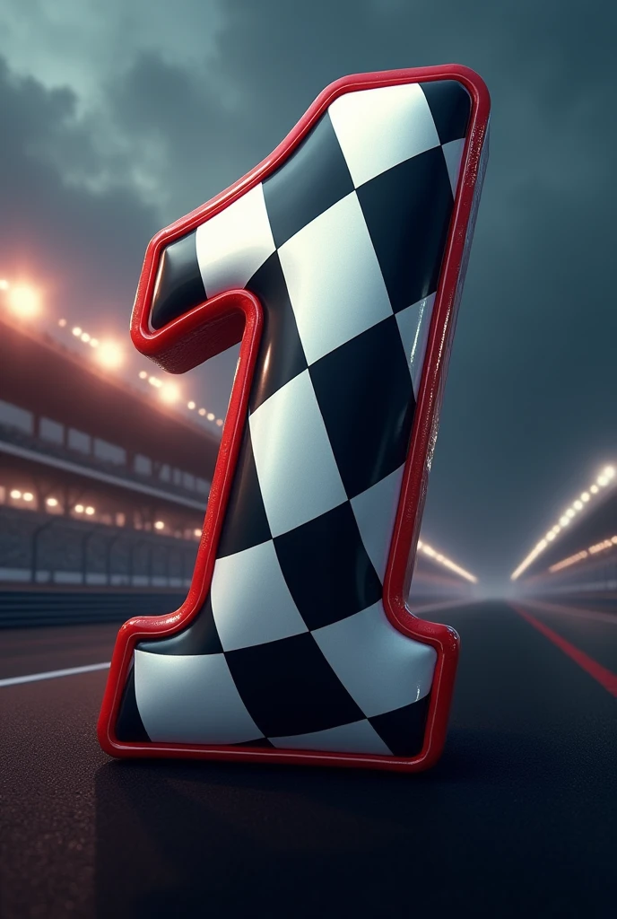 Checkered flag forming the number 1