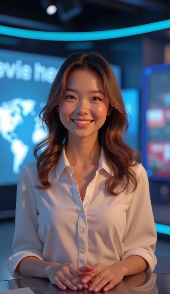 Gentle and lovely，news broadcast, news clips, Smile，high quality news clips, News report, evening news program, television news, girl, news clips, 