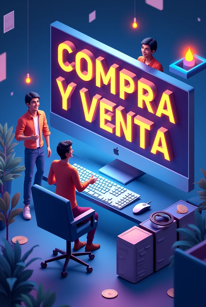 Can you create an image for me that says BUYING AND SELLING FREE FIRE ACCOUNTS but in Spanish and as it says