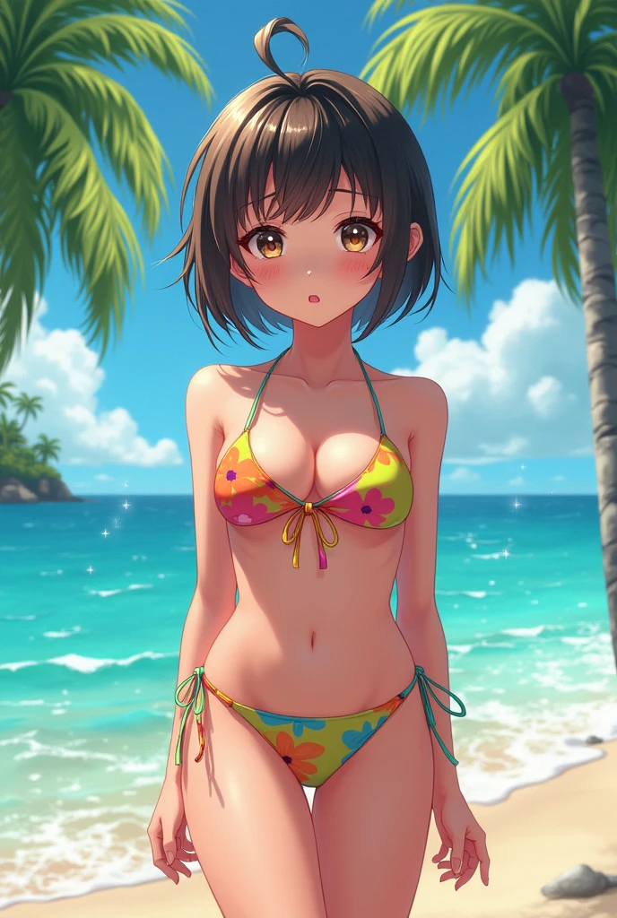 an anime girl in a bikini 