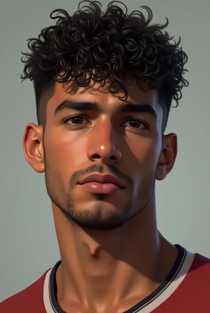 Hello, it. Por favor, create an image of a Brazilian man from the state of Ceará,  aged 28, with dark skin, deep brown eyes, messy dark curly hair, and with a slim and athletic body. This image is based on Rafael&#39;s physical characteristics.
The image has to be exactly realistic. 
