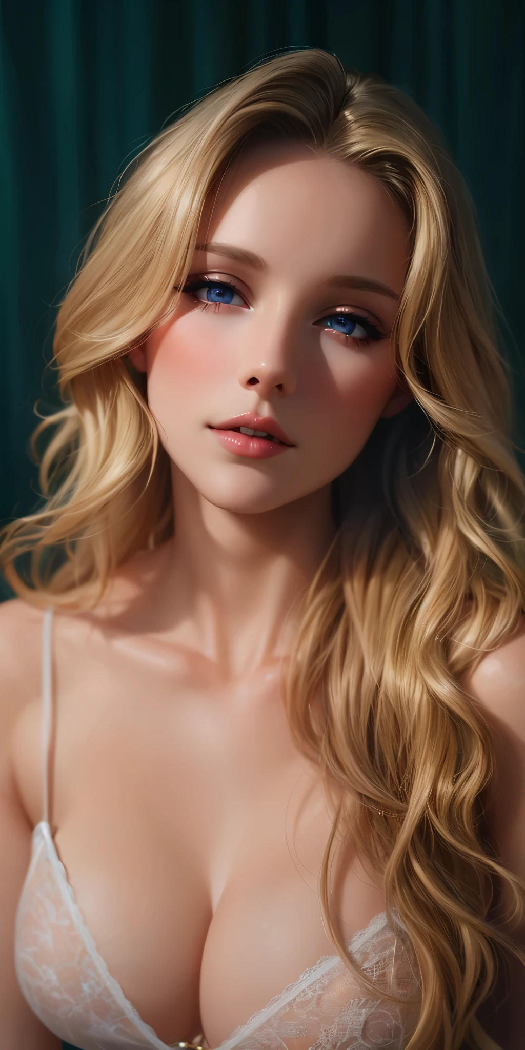 Elegant mature woman, milf, white skin, blue eyes, blonde hair, soft light, 4k resolution, high quality, beautiful cg