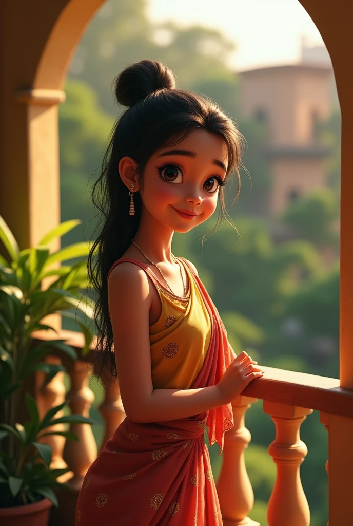 A cute Lankan girl on a balcony