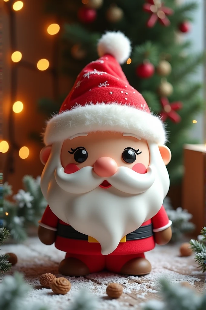 A fan that has the shape and face of Santa Claus in a Christmas atmosphere