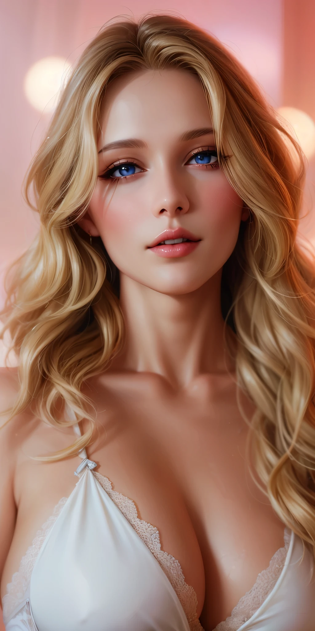 Elegant mature woman, milf, white skin, blue eyes, blonde hair, soft light, 4k resolution, high quality, beautiful cg