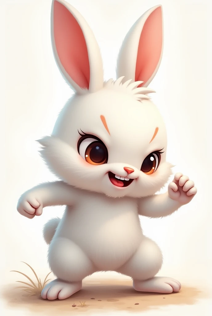 Cute fighting white rabbit