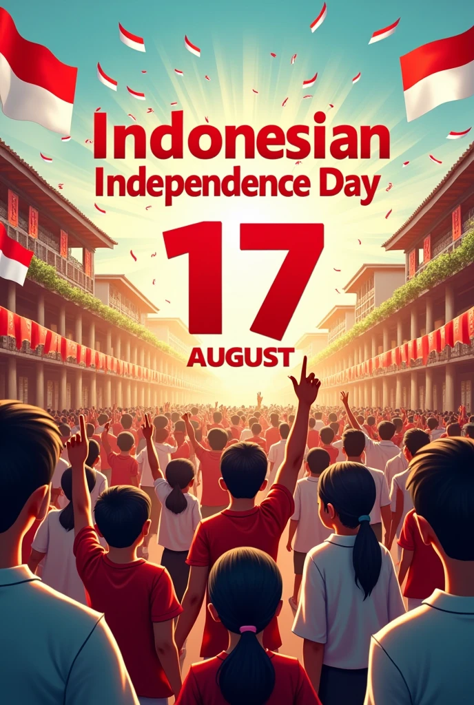 Make me a poster about the activities of August 17th, Indonesian Independence Day