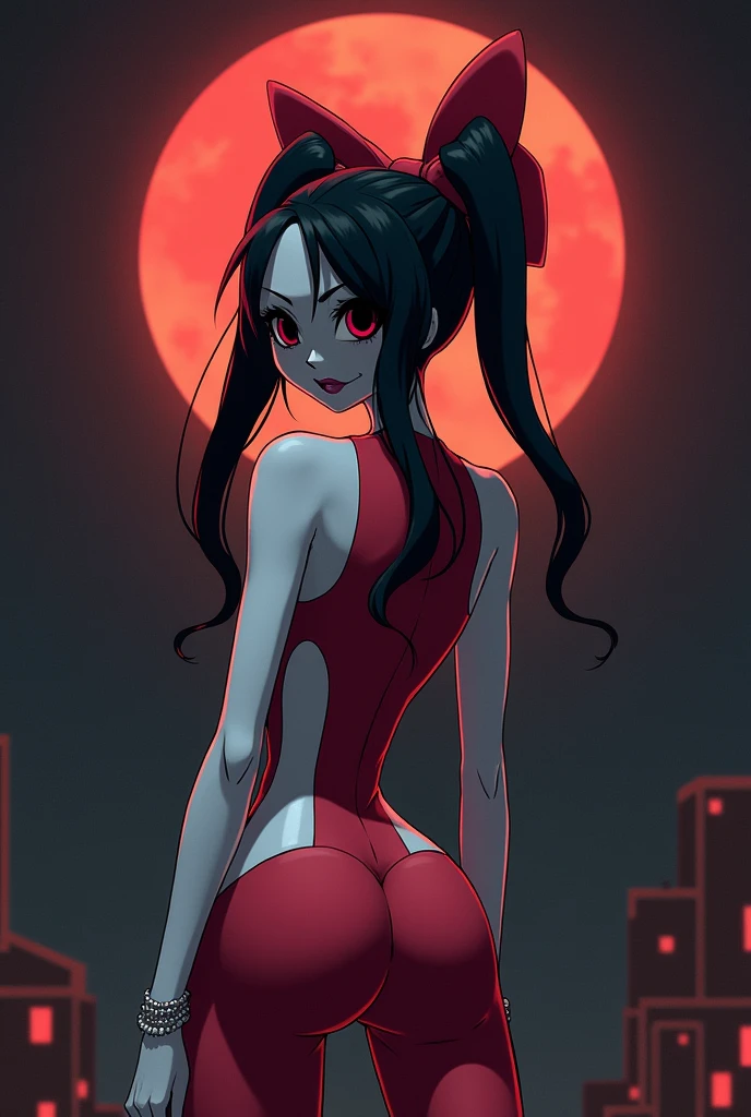 Squigly from the game skullgirls showing her butt