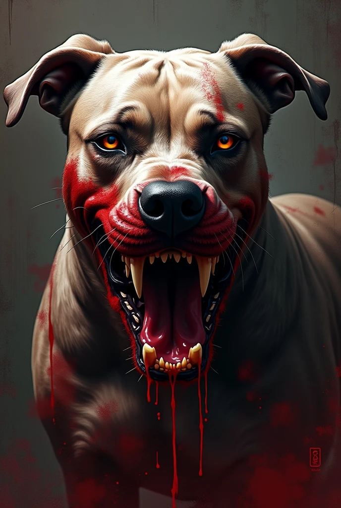 pitbull blood and skull and the name poxoxo 
