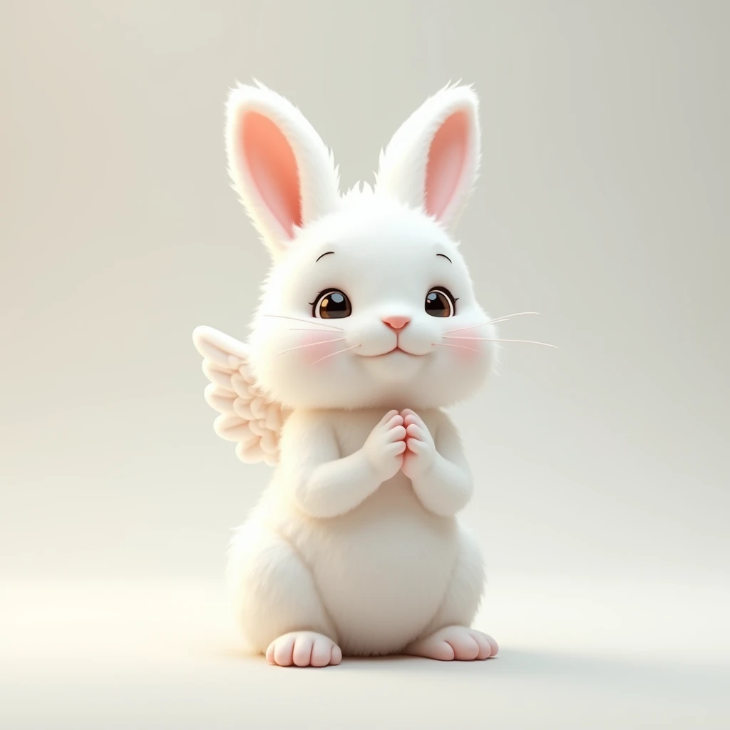 Cute white rabbit praying