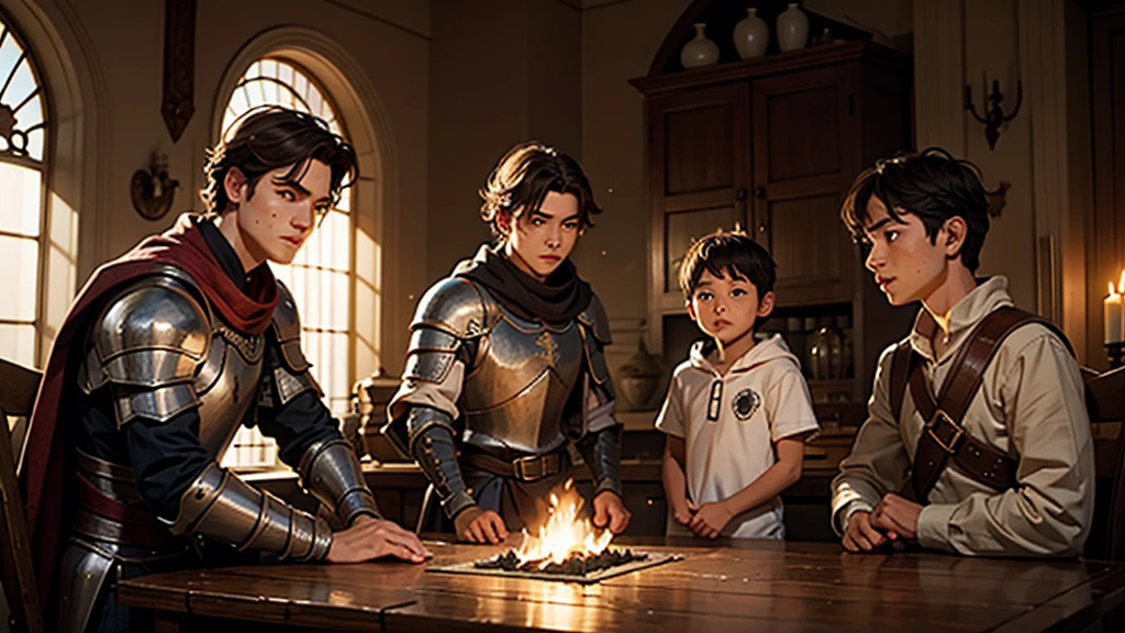 Young hero heals his knight mates with magic