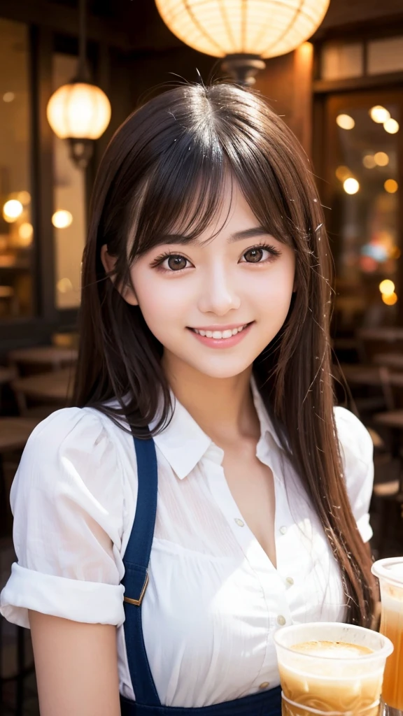 Cute girl working at a cafe terrace Japanese 19age
Professional Lighting Digital SLR Beautiful and elaborate face Perfect and beautiful face Big eyes Smile