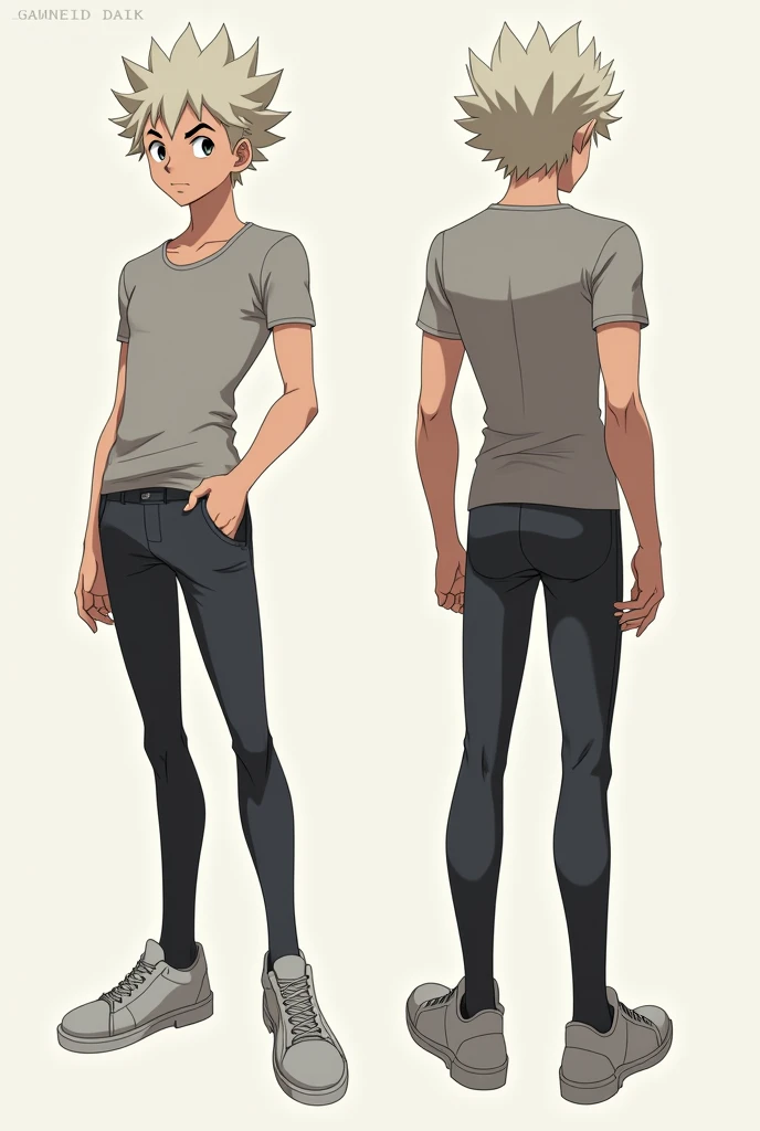 A character set of an anime man facing forward, side and back