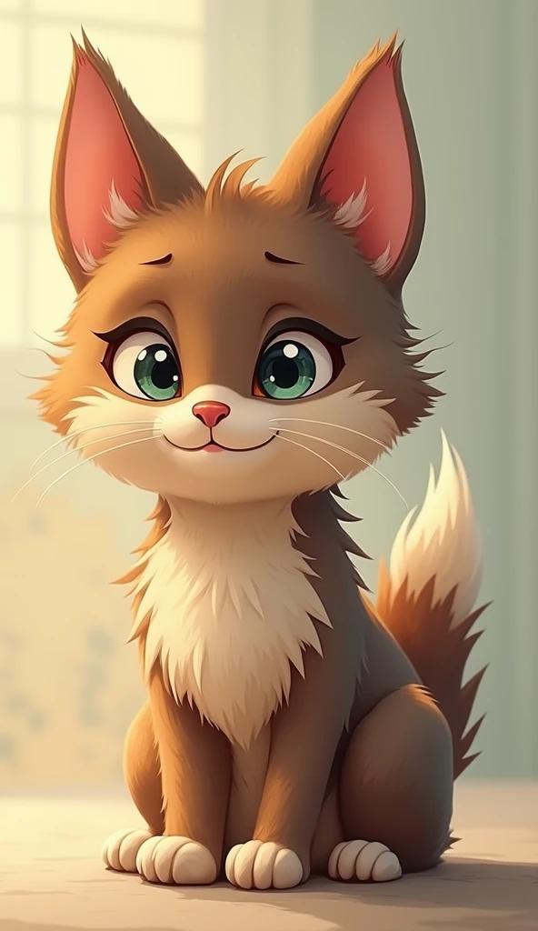 I want you to create an animal with the following description:
Name: Gaterrito.
Appearance:
Size: little, similar to a kitten or small breed puppy.
body: Compact, with a structure similar to that of a cat, but with a slightly more robust constitution, like that of a small dog.
paws: Short and delicate, Combining the agility of a cat with the stability of a dog.
ears: Medium long and pointed, A cross between the ????? ears of a cat and the slightly drooping ears of a dog..
eyes: big ones, expressive and round, with the depth of a dog's eyes and the curious sparkle of a cat's eyes.
snout: little y suave, with a shape intermediate between the snout of a dog and the short snout of a cat.
cola: Long and soft fur, like a cat's, but a little thicker, similar to that of some small dog breeds.
fur: soft and fluffy, with colors that could vary between the typical shades of cats (like the tabby or the bicolor) and the most common color combinations in dogs.
Behavior:
Character: Sweet and playful, combining the independence of a cat with the loyalty and sociability of a dog.
sounds: It makes a sound that is a mix between a soft meow and a small bark., a kind of "meow-bark" adorable.
Skills: Can climb like a cat, but he is also a good runner like a dog. He likes to cuddle like a cat, but he also enjoys going out for a walk like a dog.
This little cat would be the perfect pet for those who love both cats and dogs., offering the best of both worlds in a tender and compact being.