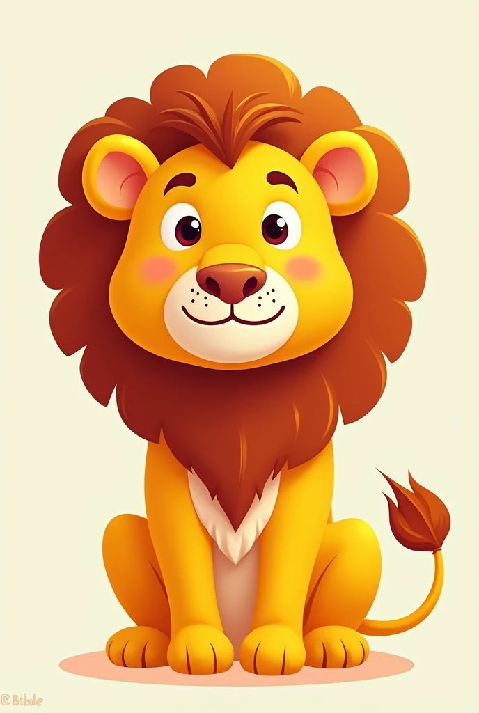Generate a cute picture，《Bible》Liam the lion is cute. He is a cute pet made for children, With a majestic mane，Symbolizes courage and strength. His expression was warm and welcoming, 邀请孩子们和他一起踏上一段激动人心的Bible故事之旅. Images should convey a sense of learning and fun