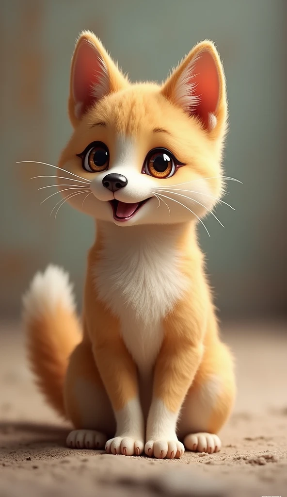 I want you to create an animal with the following description:
Name: Gaterrito.
Appearance:
Size: little, similar to a kitten or small breed puppy.
body: Compact, with a structure similar to that of a cat, but with a slightly more robust constitution, like that of a small dog.
paws: Short and delicate, Combining the agility of a cat with the stability of a dog.
ears: Medium long and pointed, A cross between the erect ears of a cat and the slightly drooping ears of a dog..
eyes: big ones, expressive and round, with the depth of a dog's eyes and the curious sparkle of a cat's eyes.
snout: little y suave, with a shape intermediate between the snout of a dog and the short snout of a cat.
cola: Long and soft fur, like a cat's, but a little thicker, similar to that of some small dog breeds.
fur: soft and fluffy, with colors that could vary between the typical shades of cats (like the tabby or the bicolor) and the most common color combinations in dogs.
Behavior:
Character: Sweet and playful, combining the independence of a cat with the loyalty and sociability of a dog.
sounds: It makes a sound that is a mix between a soft meow and a small bark., a kind of "meow-bark" adorable.
Skills: Can climb like a cat, but he is also a good runner like a dog. He likes to cuddle like a cat, but he also enjoys going out for a walk like a dog.
This little cat would be the perfect pet for those who love both cats and dogs., offering the best of both worlds in a tender and compact being.