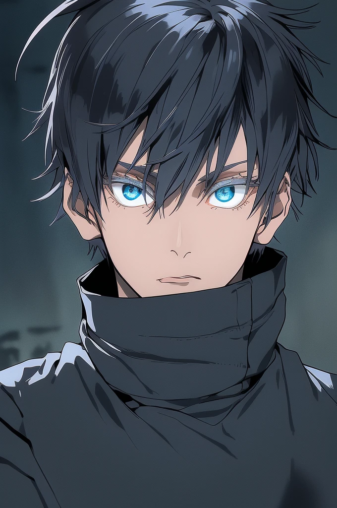 1boy, male focus, solo, night, one, parted lips, high collar, looking at viewer, Long black hair, eyebrow piercing, monocle 
 