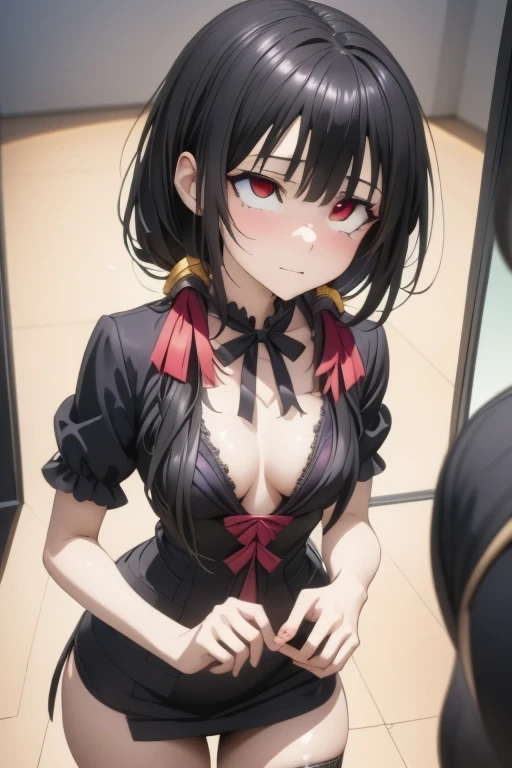 kurumitokisaki, tokisaki kurumi, clock eyes, black hair, twintails, (red eyes:1.5), (yellow eyes:1.5), (heterochromia:1.5), (small breast:1.3), smile, BREAK hairband, dress, bow, ribbon, (gothic fashion:1.5), gothic, BREAK outdoors, city, night, sky, star \(sky\), BREAK looking at viewer, (cowboy shot:1.5), BREAK (masterpiece:1.2), best quality, high resolution, unity 8k wallpaper, (illustration:0.8), (beautiful detailed eyes:1.6), extremely detailed face, perfect lighting, extremely detailed CG, (perfect hands, perfect anatomy),