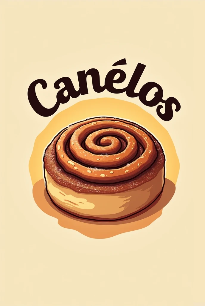 A logo for a shop that sells cinnamon rolls, The store is called "Canelos"
