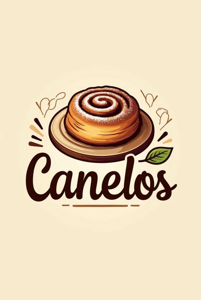A logo for a shop that sells cinnamon rolls, The store is called "Canelos"