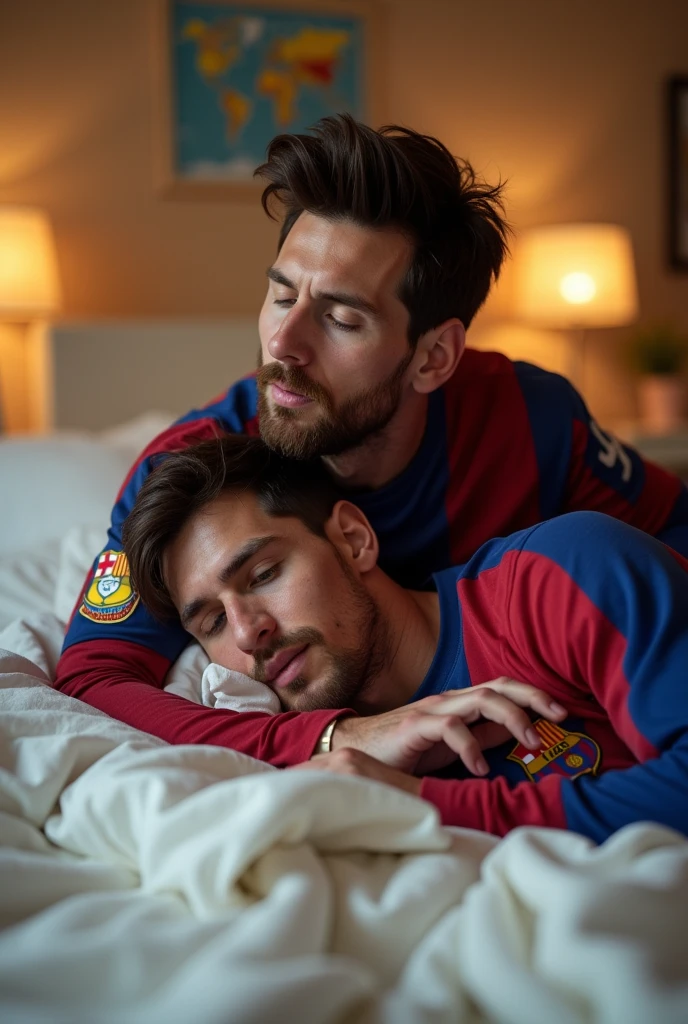 Messi on top of the bed raping Cristiano Ronaldo 