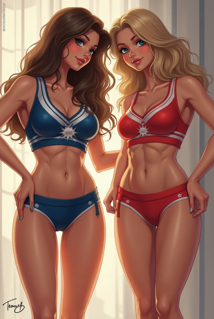 extremely detailed picture of cute cheerleader girls in their underwear