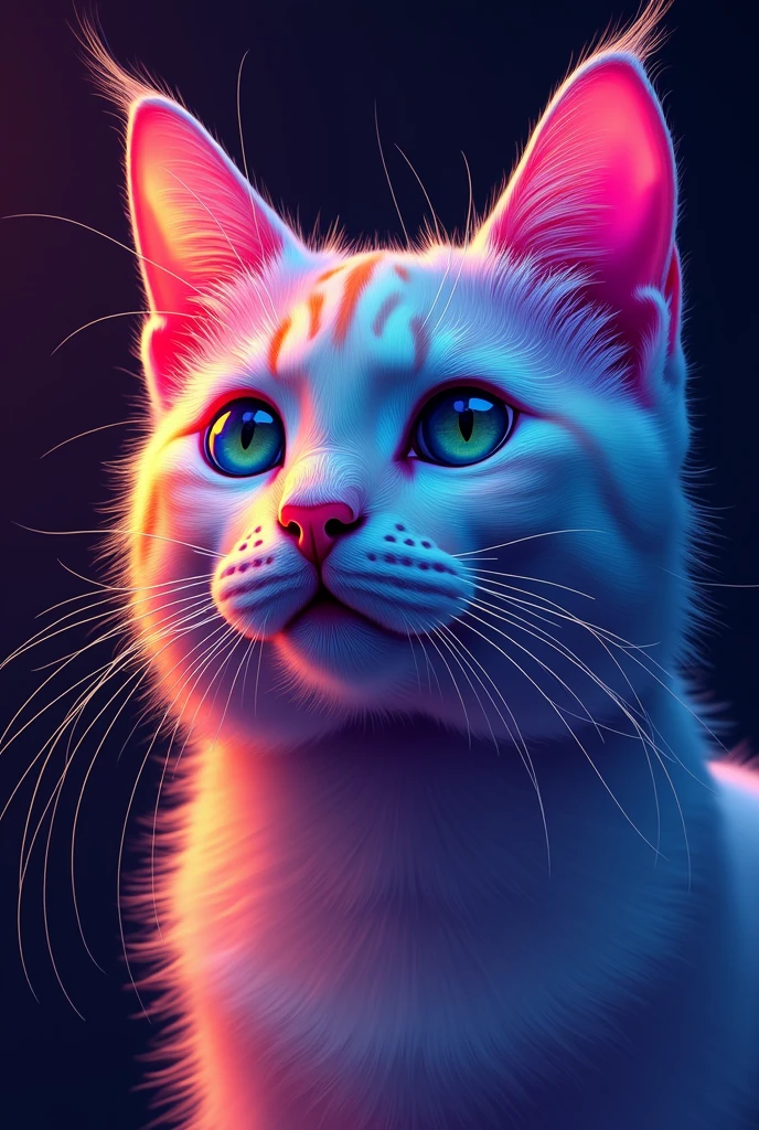 painting of a Cat with a colorful face and long whiskers, Beautiful Art UHD 4K, Highly detailed digital art in 4K, Cat. Digital Painting, 4K Detailed Digital Art, Detailed painting 4k, digital art 4k, Digital Art 4K, Digital Art 4K, colorful Digital Painting, vibrant Digital Painting, beautiful neon Cats, digital art animal pictures