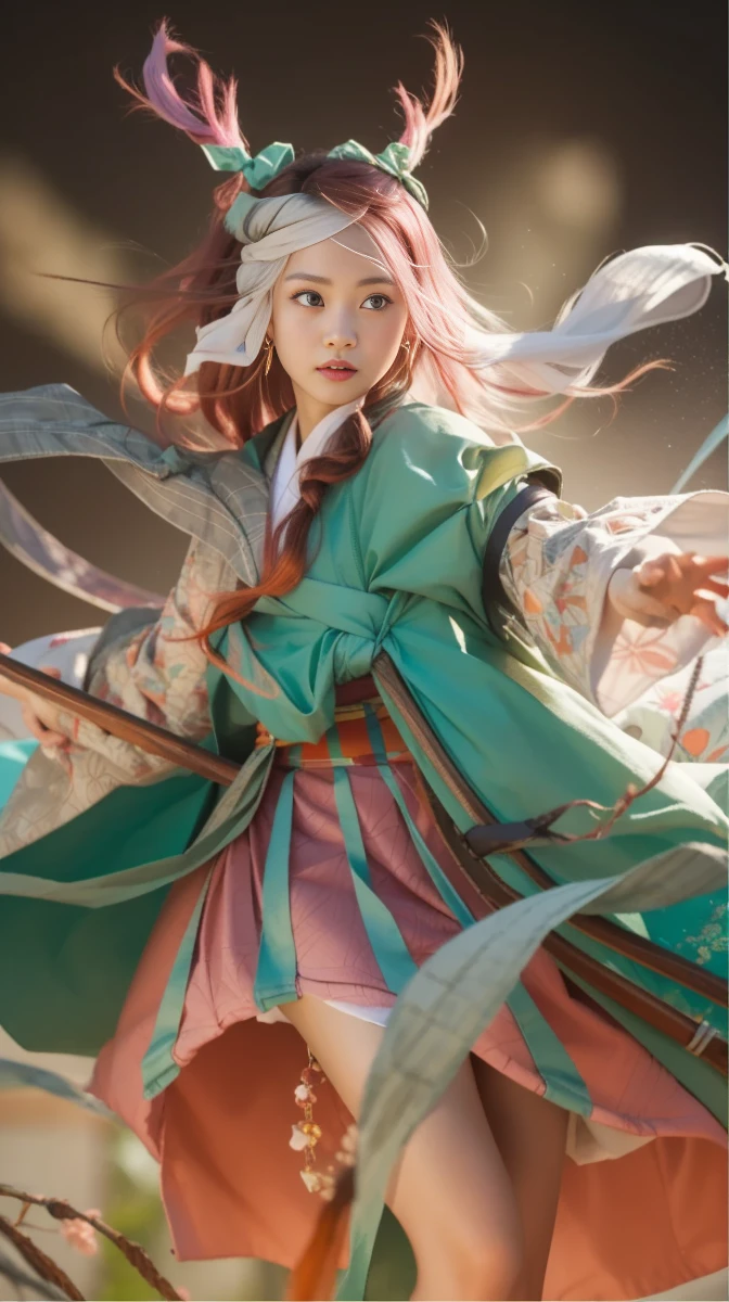 Cute Japanese woman, (16 years old), (Very cute face: 1.3), White moist skin,
BREAK,
Fighter, Kung Fu fighter, Idol,
BREAK,
(Wearing cute kimono: 1.3), (Very revealing kimono), Very big earrings, Short length,
BREAK,
(Long hair), (Bangs: 1.2), (Pink hair: 1.3), (Wavy hair), (Gradient color red hair: 1.3), (Red hair tips),
BREAK,
(Realistic: 1.3), Masterpiece, Perfect lighting, (Ultra high resolution), (8K), (Very detailed: 1.4), (From the front), Looking at the camera, Melancholic expression,
BREAK,
(Japanese city streets: 1.2), Background of Tokyo Tower in Japan,