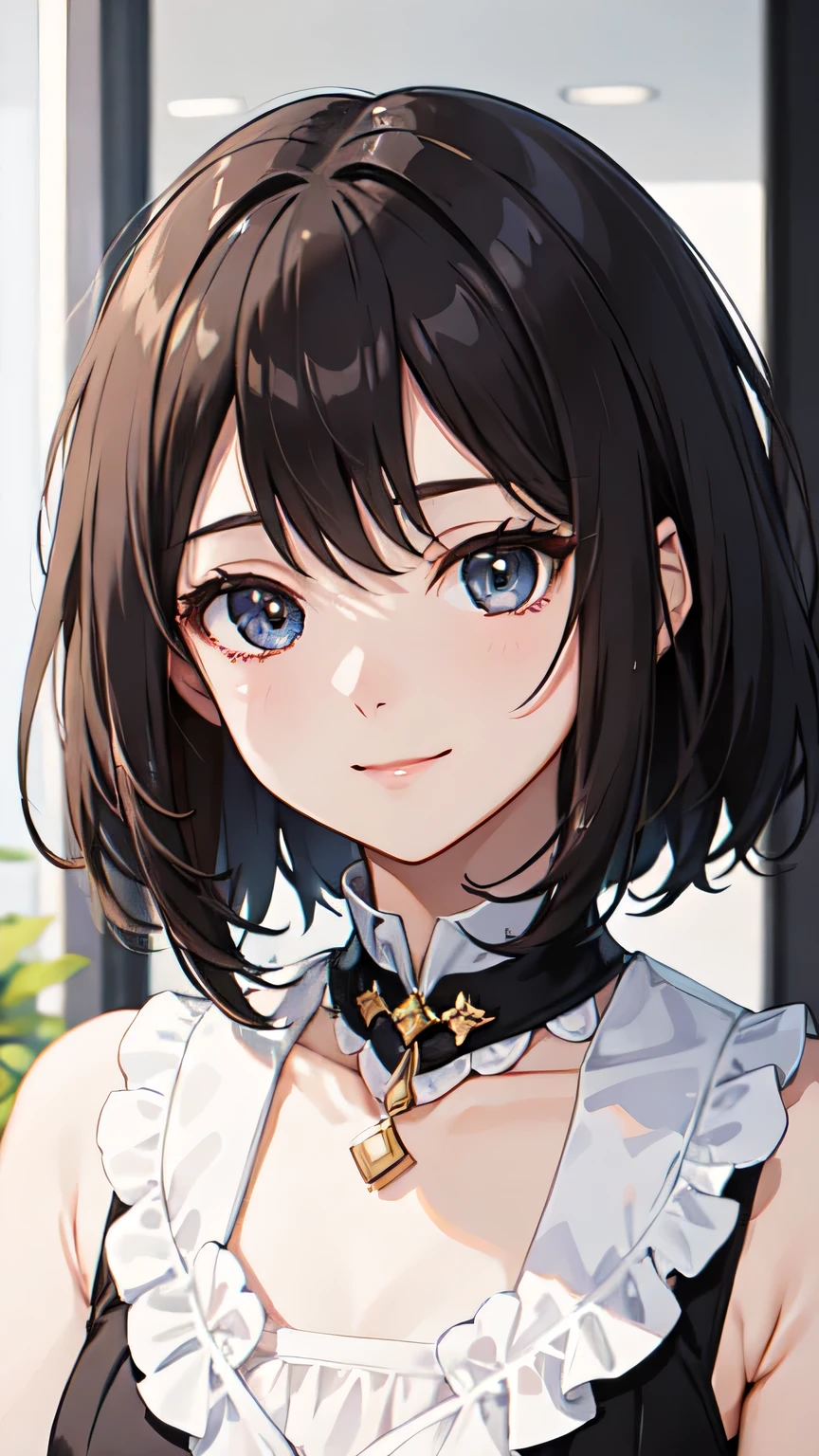 ((Highest quality)), ((masterpiece)), (detailed), One girl,Busy days々among,A forgotten smile,Finding small happiness,Keep in mind,Almond Eye,Close up of face