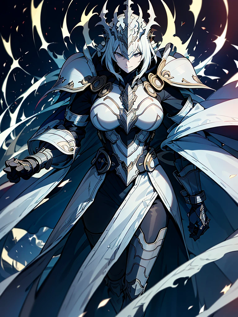 A woman who is often described as charismatic and intimidating. He has black hair, Thick and slightly wavy, Distinctive, angular features frame the face. His sharp dark eyes always seem to analyze their surroundings with calculated coldness.. Her white skin contrasts sharply with her outfit., Usually dark, Functional clothing, Her black coat gives her a mysterious aura.. He stands straight, With an impeccable attitude, It reflects unwavering discipline and self-confidence.