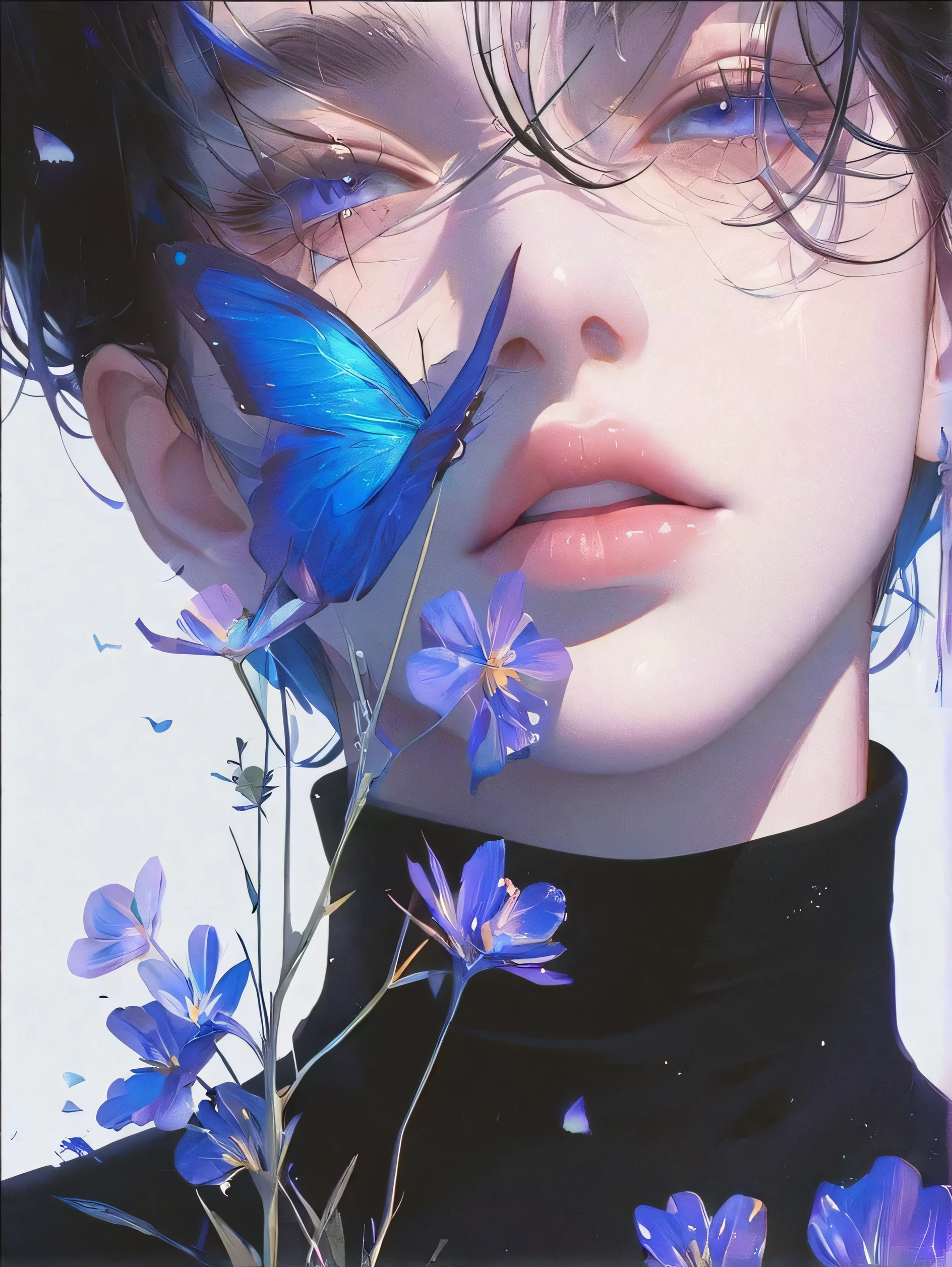 Butterflies around candid lips and high quality 4k, full resolution 