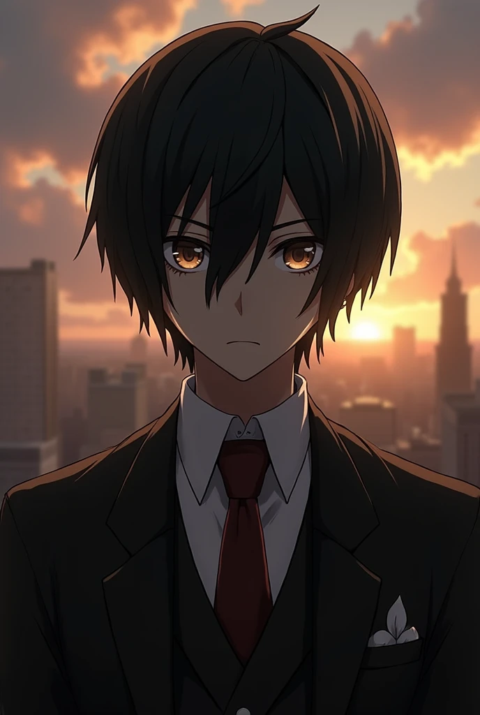 mappa s4 attack on titan screen cap black hair male brown eyes war scenery behind him He is wearing Suit 