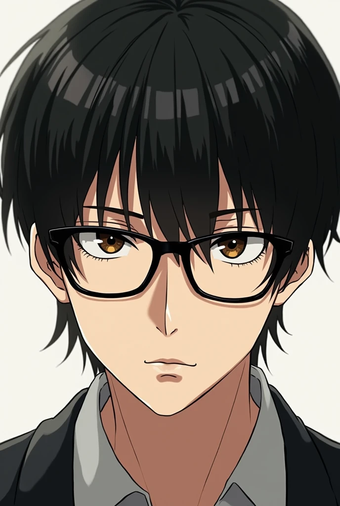 Short straight black hair Black-rimmed glasses Fair skin Japanese men
Droopy eyes and long eyelashes