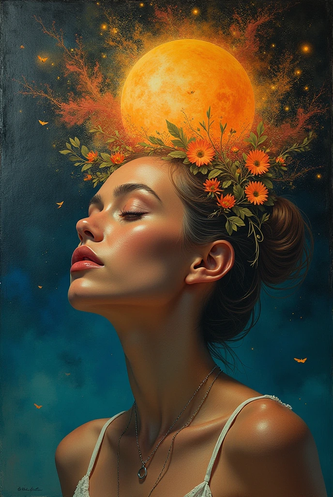 I am the last surrealist painting that exists on this planet, the last work of art that represents a beautiful woman of different races full of hope wrapped in an unreal world full of strange things., The message I want to leave is that art once existed , real very real , 24k unique piece rule of thirds cinema lighting finishes like photoshop and colors of a work of art great depth of field difference of 3d planes