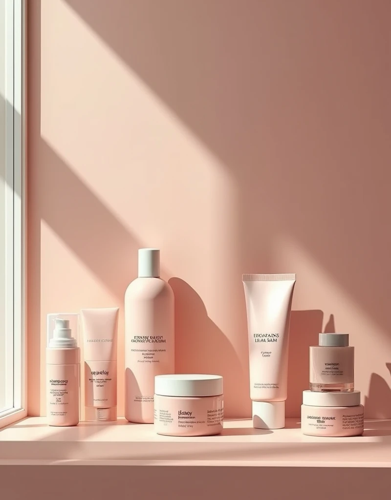 Shelf full of beauty products to take care of your skin 
