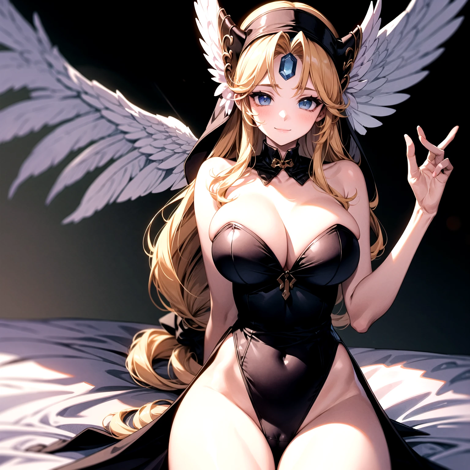 masterpiece, best quality, ultra detailed,score_9, score_8_up, score_7_up, score_6_up, score_5_up, score_4_up,masterpiece, best quality, highres, Young female, Beautiful Finger, Beautiful long legs, Beautiful body, Beautiful Nose, Beautiful character design, perfect eyes, perfect face, expressive eyes, 1girl, solo,Rieze,seductive smile, blush, cowboy shot, , bedroom,huge breasts,lie on bed,spread legs,cameltoe,cleavage between breasts,nun,