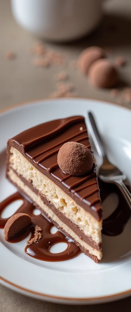Plato 🍽️ se encuentra un dulce pastel de chocolate
