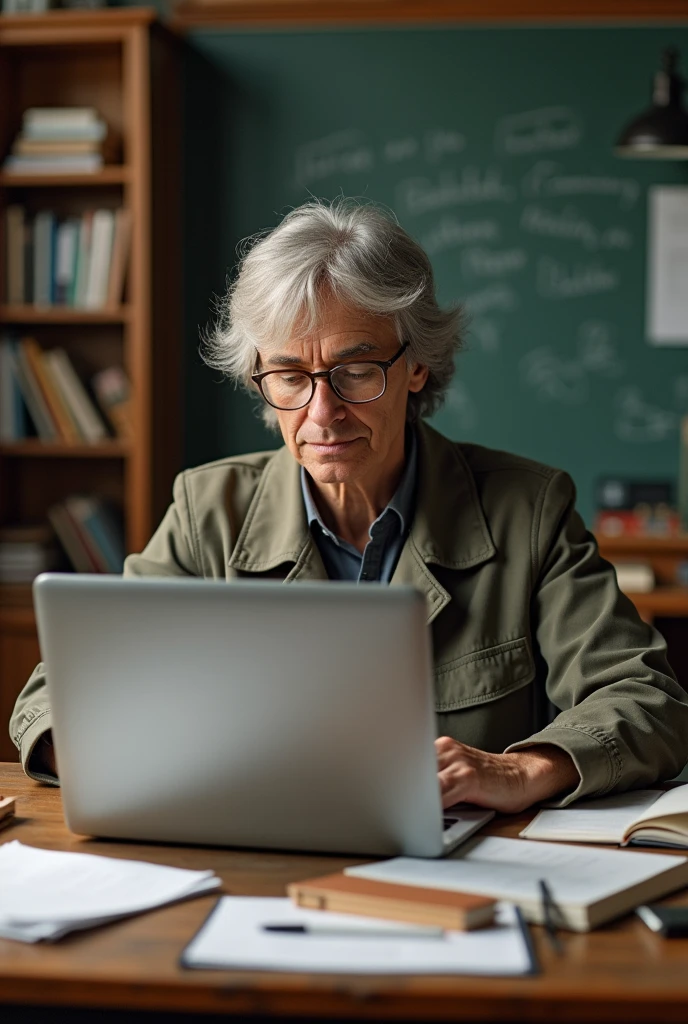 A teacher using a laptop